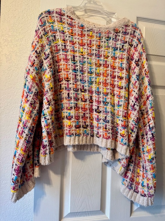 fab'rik Sweaters - fab'rik Cream Multicolor Woven Crewneck Sweater